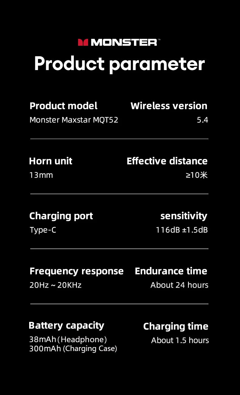 Audífonos Bluetooth 5.4 Monster MQT52 – Modo Gamer, Micrófono Integrado y Batería de Larga Duración