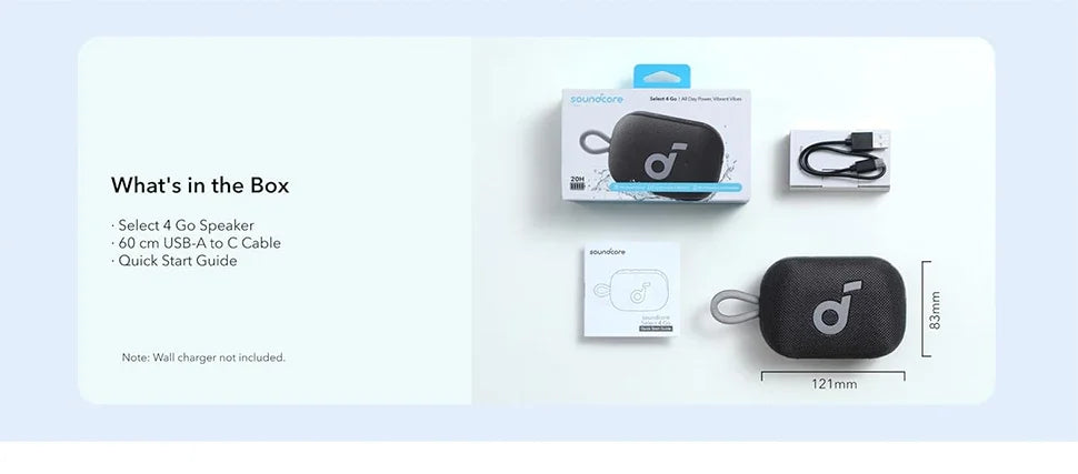 Altavoz Bluetooth Portátil Soundcore Select 4 GO | 20 Horas de Batería, IP67 Impermeable y Resistente al Polvo | Anker Audio para Viajes y Exterior