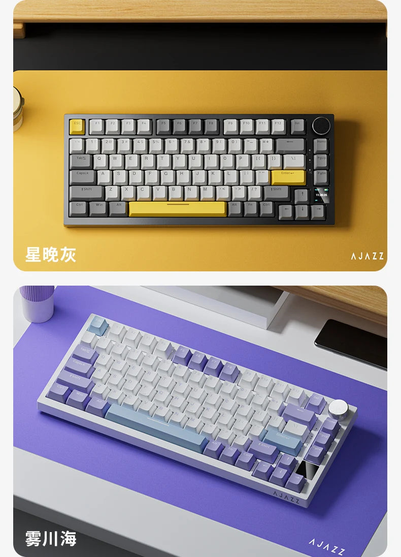 Ajazz AK820 Pro Teclado Mecánico – Bluetooth 5.1, USB-C, RGB, Montura Gasket y Teclas Intercambiables