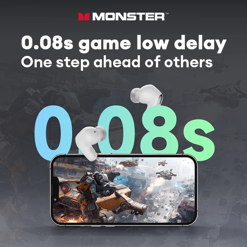 Audífonos Bluetooth 5.4 Monster MQT52 – Modo Gamer, Micrófono Integrado y Batería de Larga Duración