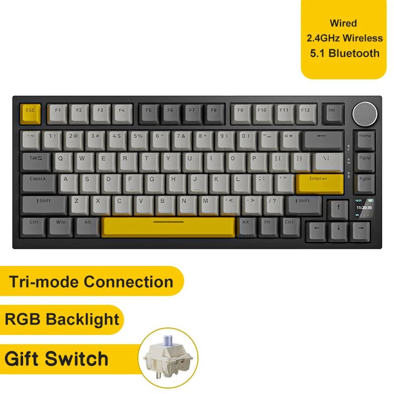 Ajazz AK820 Pro Teclado Mecánico – Bluetooth 5.1, USB-C, RGB, Montura Gasket y Teclas Intercambiables