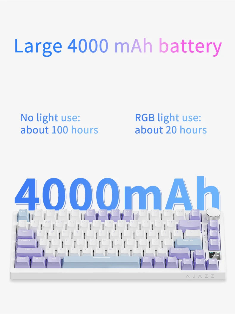 Ajazz AK820 Pro Teclado Mecánico – Bluetooth 5.1, USB-C, RGB, Montura Gasket y Teclas Intercambiables