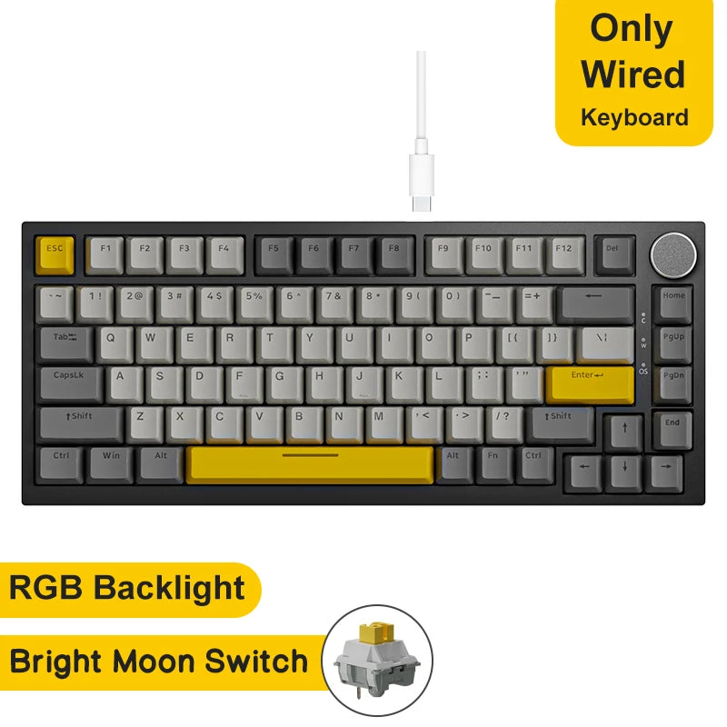 Ajazz AK820 Pro Teclado Mecánico – Bluetooth 5.1, USB-C, RGB, Montura Gasket y Teclas Intercambiables