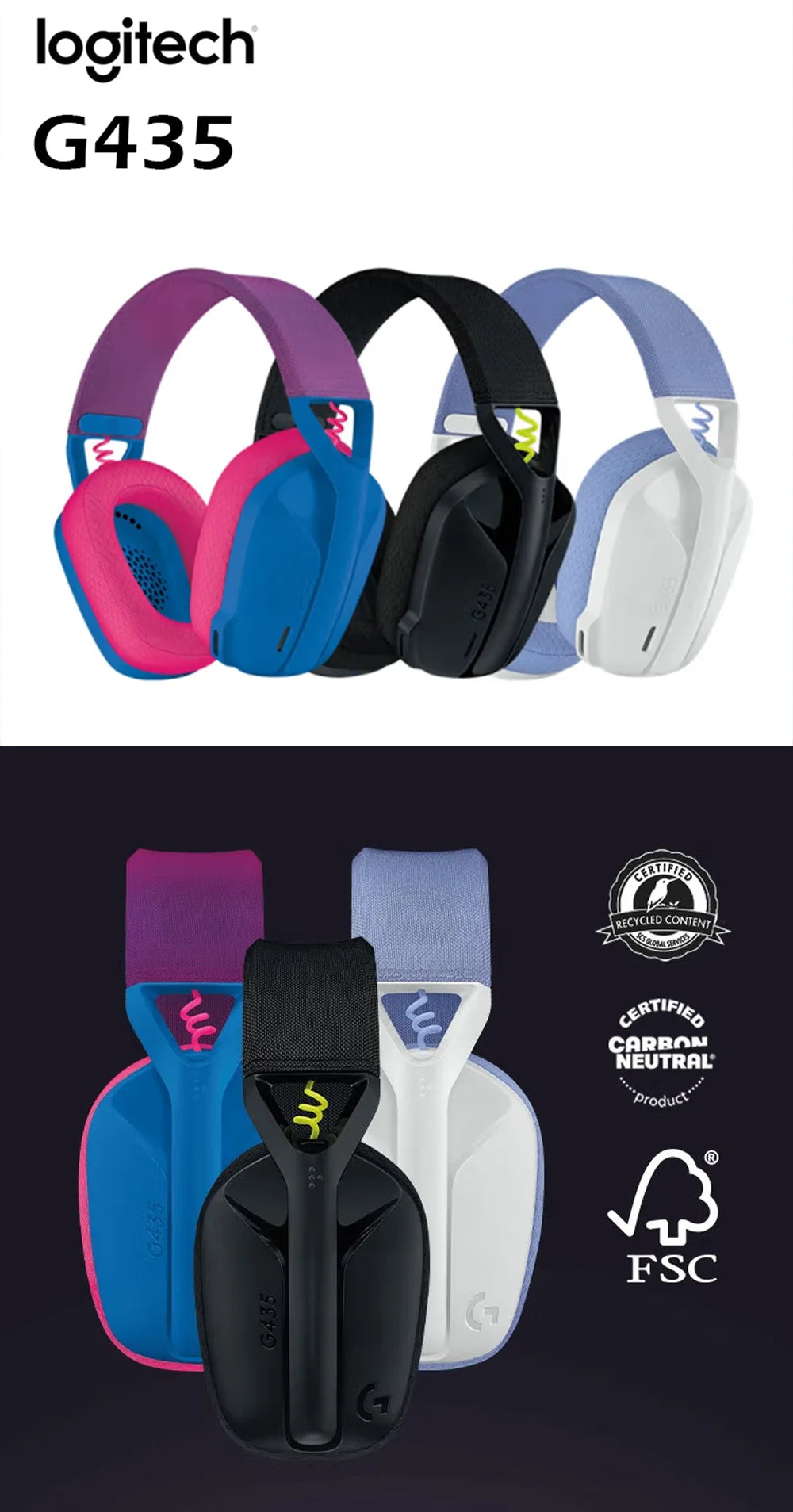 Audífonos Gamer Inalámbricos Logitech G435 LIGHTSPEED