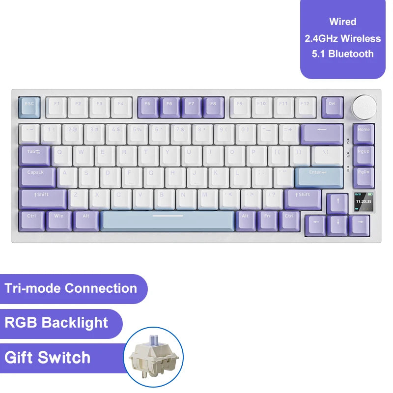 Ajazz AK820 Pro Teclado Mecánico – Bluetooth 5.1, USB-C, RGB, Montura Gasket y Teclas Intercambiables