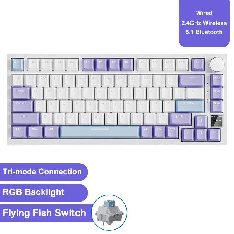Ajazz AK820 Pro Teclado Mecánico – Bluetooth 5.1, USB-C, RGB, Montura Gasket y Teclas Intercambiables