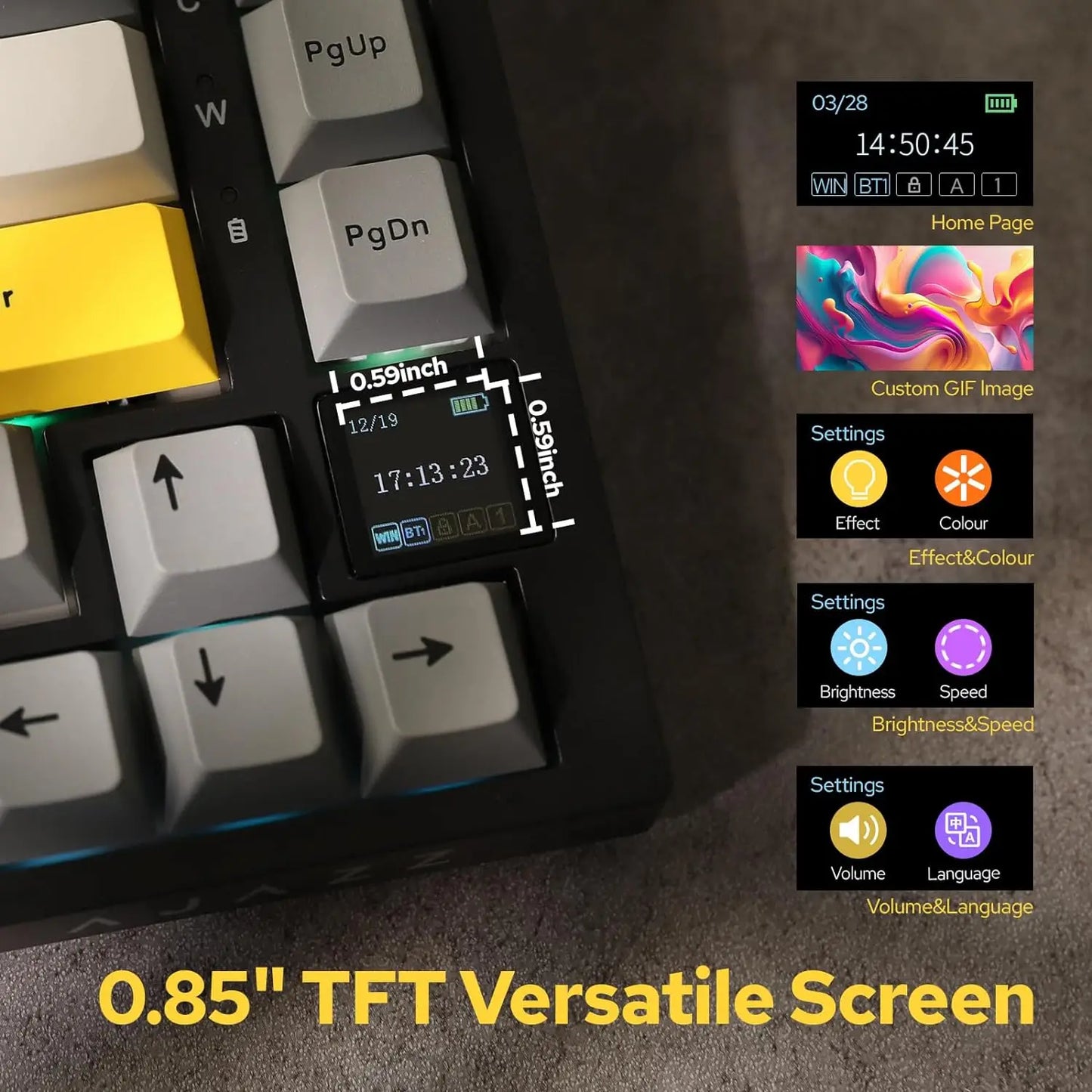 Ajazz AK820 Pro Teclado Mecánico – Bluetooth 5.1, USB-C, RGB, Montura Gasket y Teclas Intercambiables