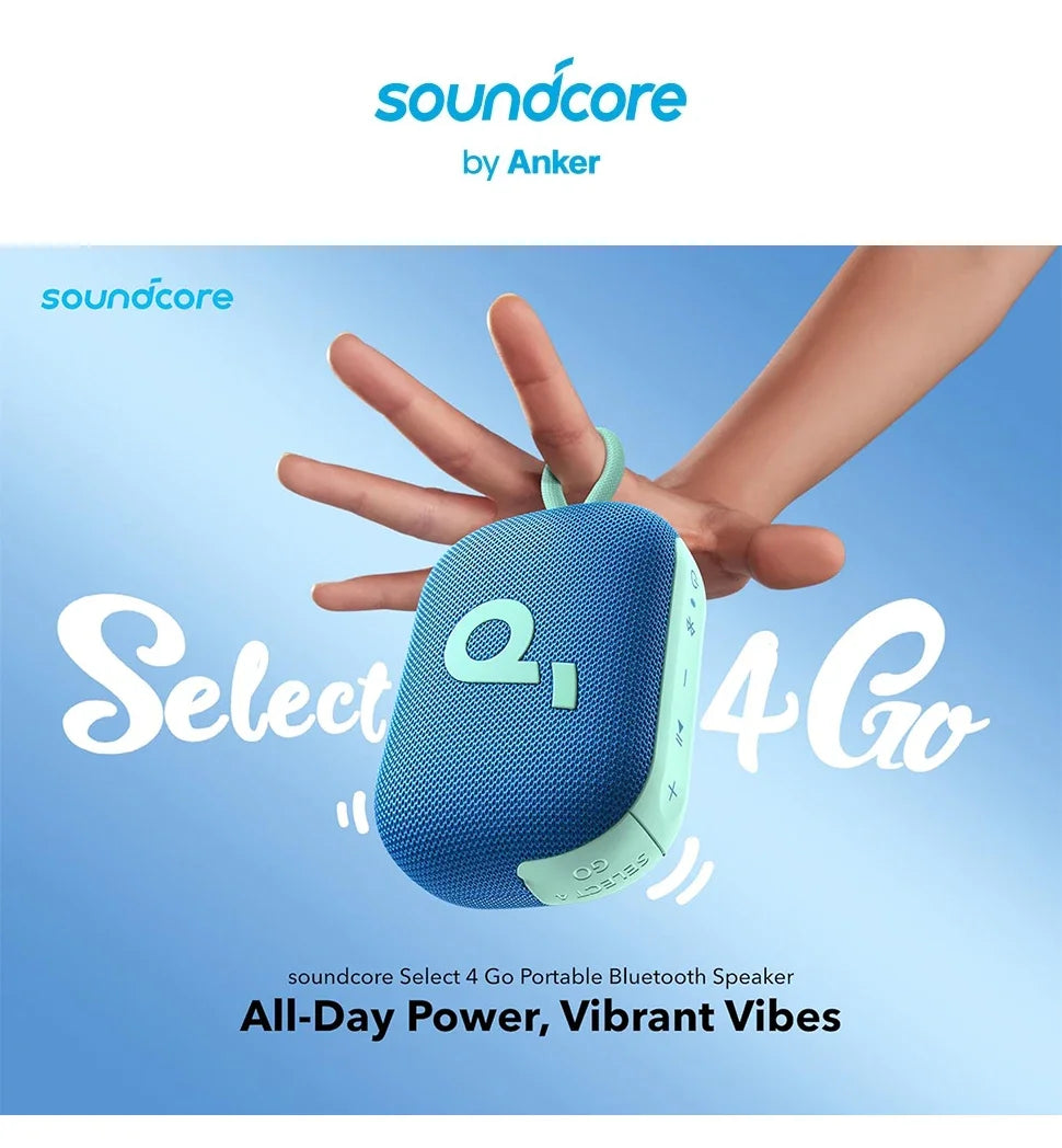 Altavoz Bluetooth Portátil Soundcore Select 4 GO | 20 Horas de Batería, IP67 Impermeable y Resistente al Polvo | Anker Audio para Viajes y Exterior