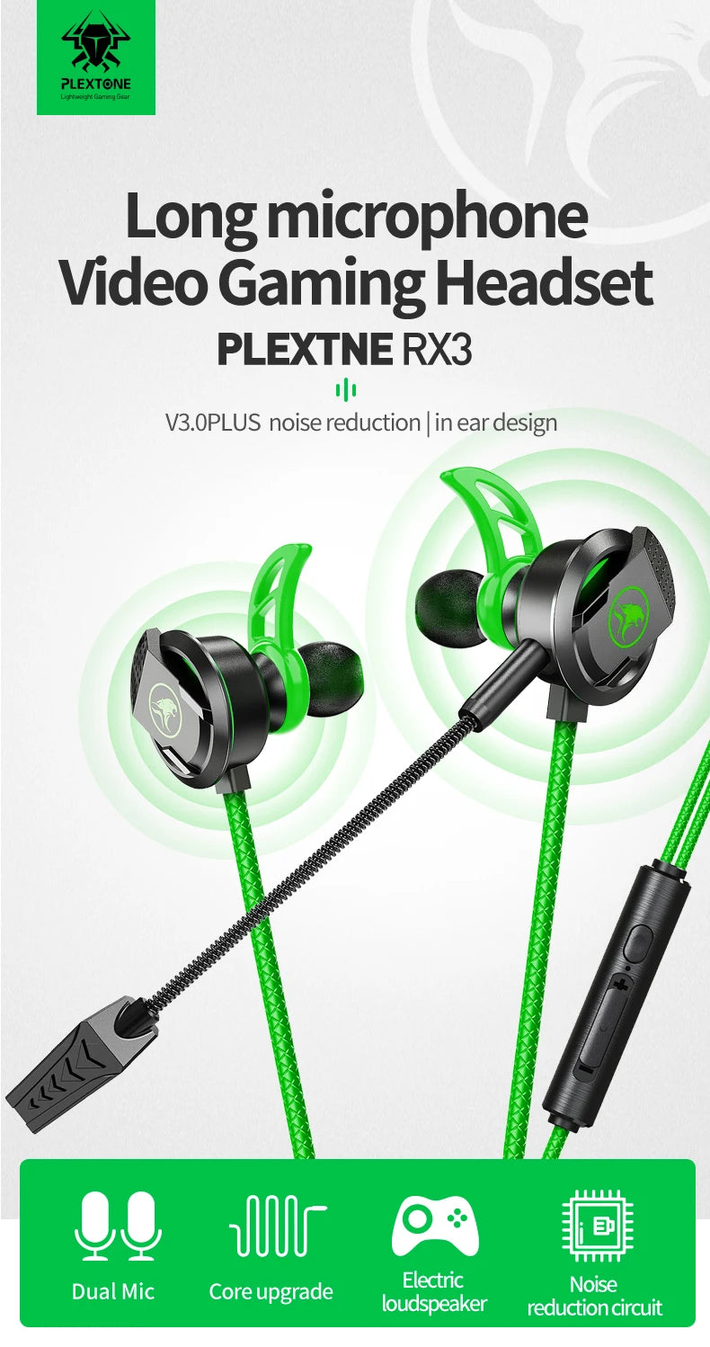Auriculares Gaming PLEXTONE RX3 Pro para Esports y Mobile Gaming | Sonido Envolvente y Micrófono HD | Conexión 3.5mm y USB-C