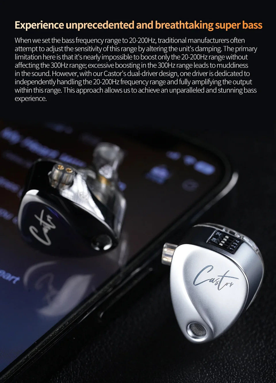 KZ Castor Auriculares Hi-Fi In-Ear 2DD Dinámicos | Monitores Tunable para Bajos Profundos y Sonido Personalizado | Auriculares de Alta Fidelidad