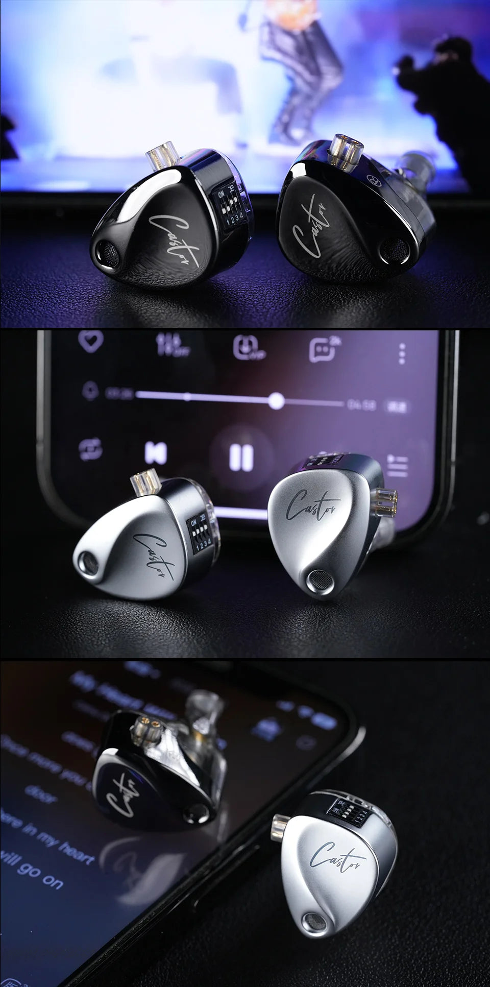 KZ Castor Auriculares Hi-Fi In-Ear 2DD Dinámicos | Monitores Tunable para Bajos Profundos y Sonido Personalizado | Auriculares de Alta Fidelidad