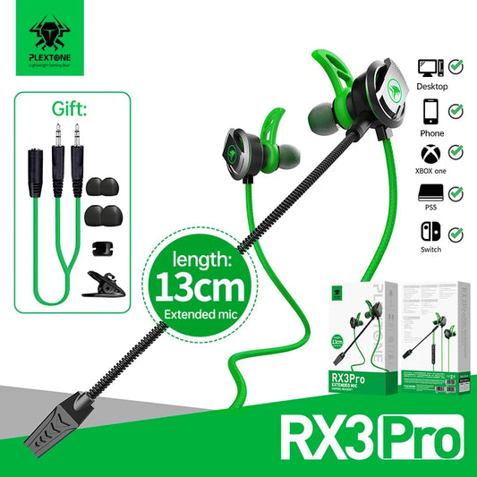 Auriculares Gaming PLEXTONE RX3 Pro para Esports y Mobile Gaming | Sonido Envolvente y Micrófono HD | Conexión 3.5mm y USB-C
