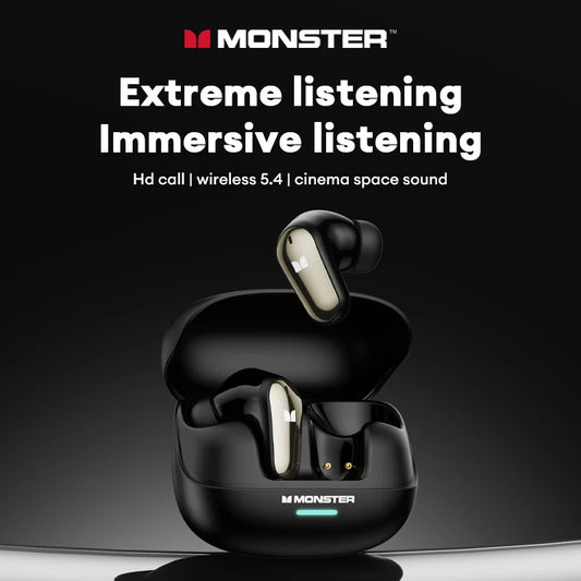 Audífonos Bluetooth 5.4 Monster MQT52 – Modo Gamer, Micrófono Integrado y Batería de Larga Duración