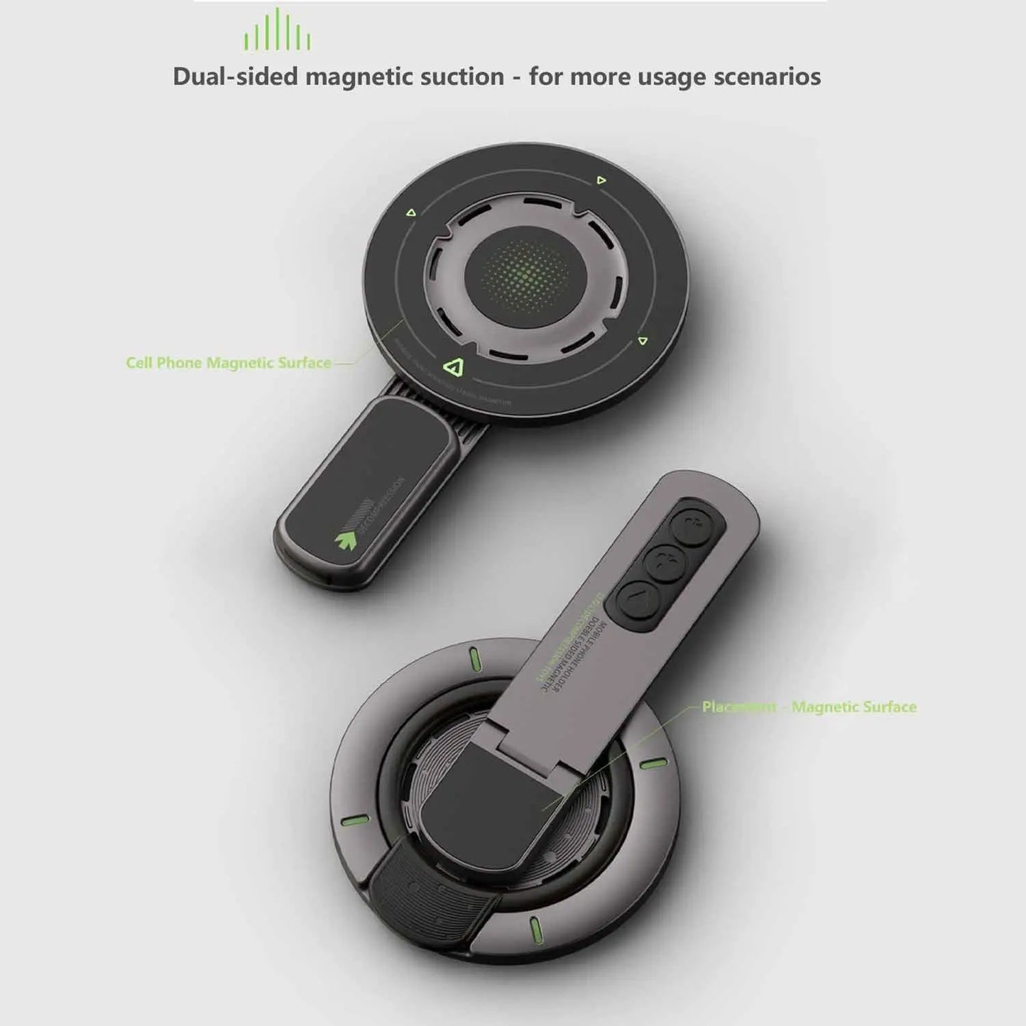 Soporte Magnético 3 en 1 MagSafe para Teléfono | Anillo Agarre Dedo y Base Doble Magnética para iPhone y Android