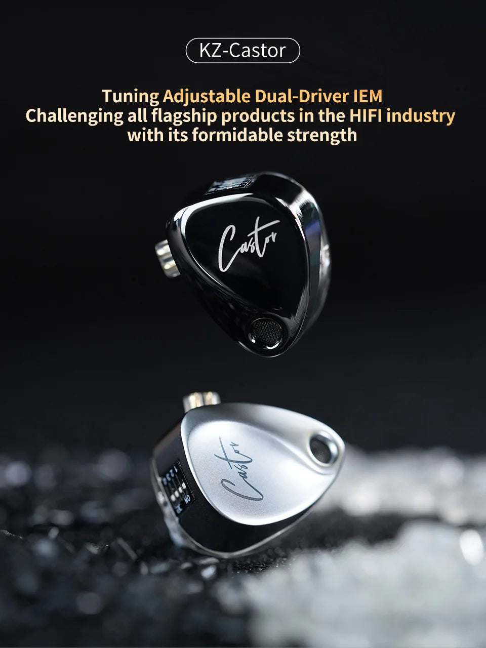 KZ Castor Auriculares Hi-Fi In-Ear 2DD Dinámicos | Monitores Tunable para Bajos Profundos y Sonido Personalizado | Auriculares de Alta Fidelidad
