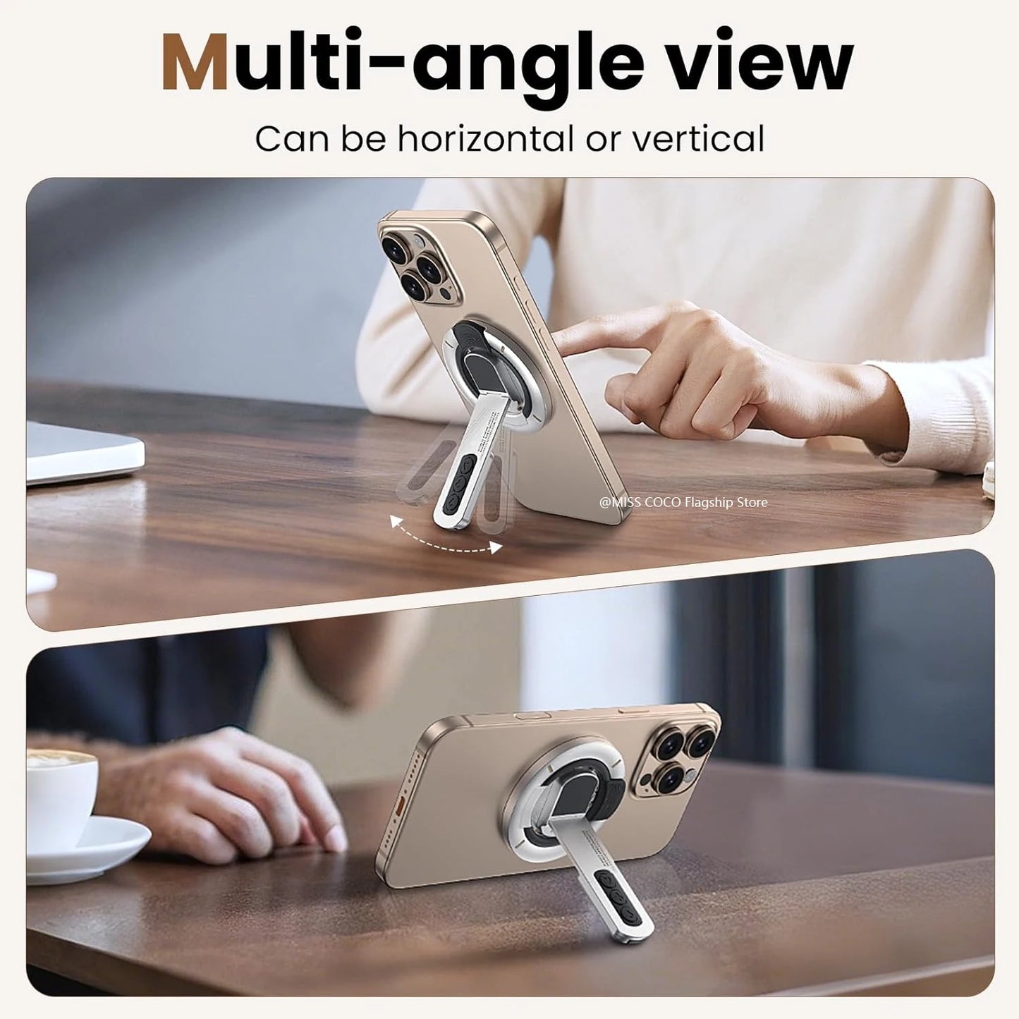 Soporte Magnético 3 en 1 MagSafe para Teléfono | Anillo Agarre Dedo y Base Doble Magnética para iPhone y Android
